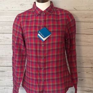Columbia Long Sleeve Button Down Pink Plaid Shirt